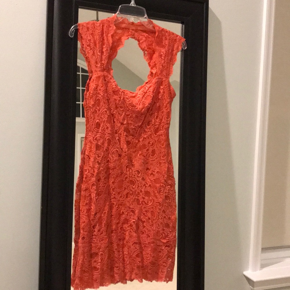 Nicole Miller lace short dress - burnt orange - M